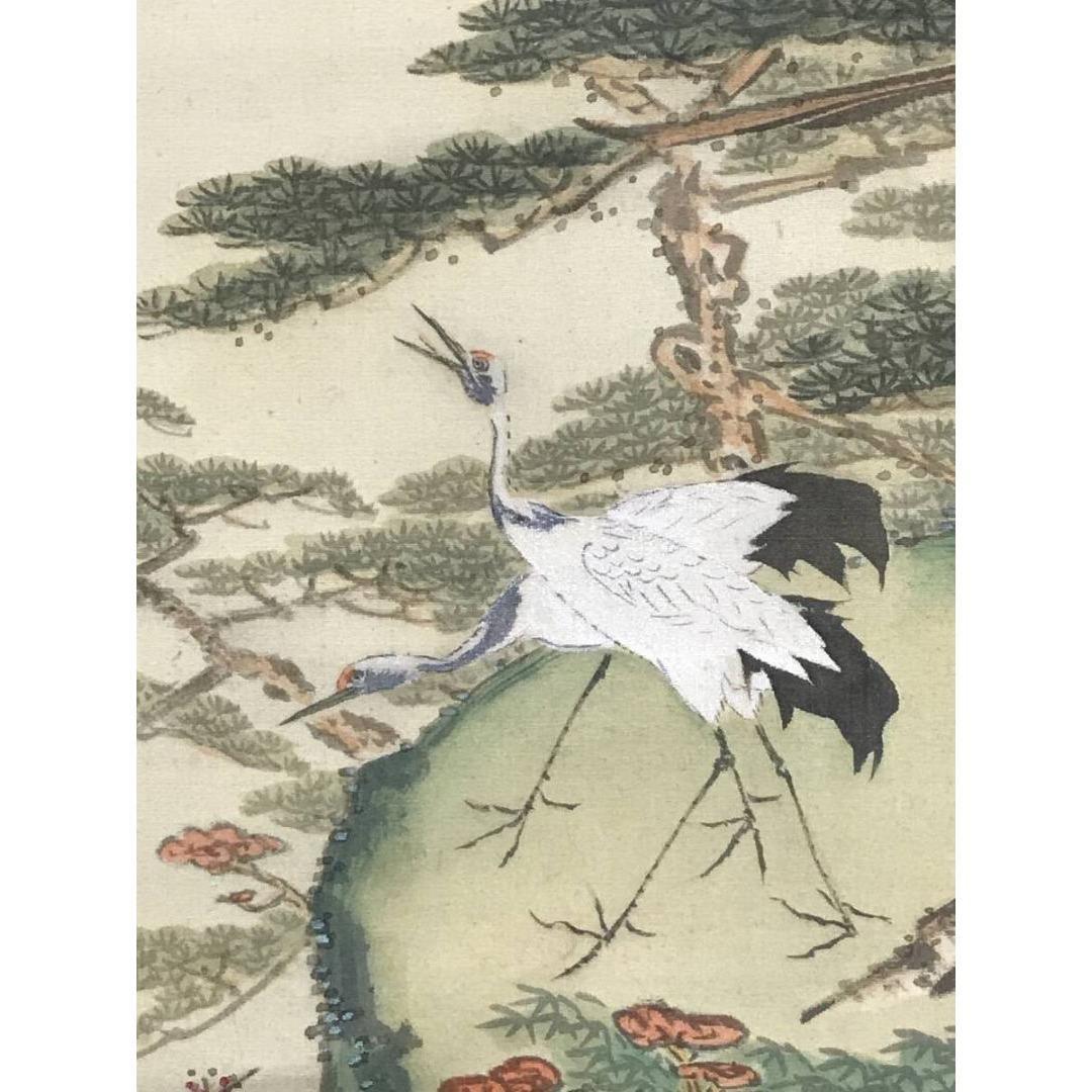 真作/矢野鐡山/矢野鉄山/蓬莱山/祝/人物図/山水/掛軸/名家伝来/AK-709