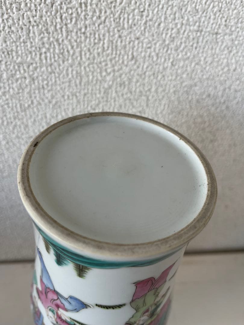 民国時代　中国古玩　粉彩　双耳 花瓶 壺　木箱