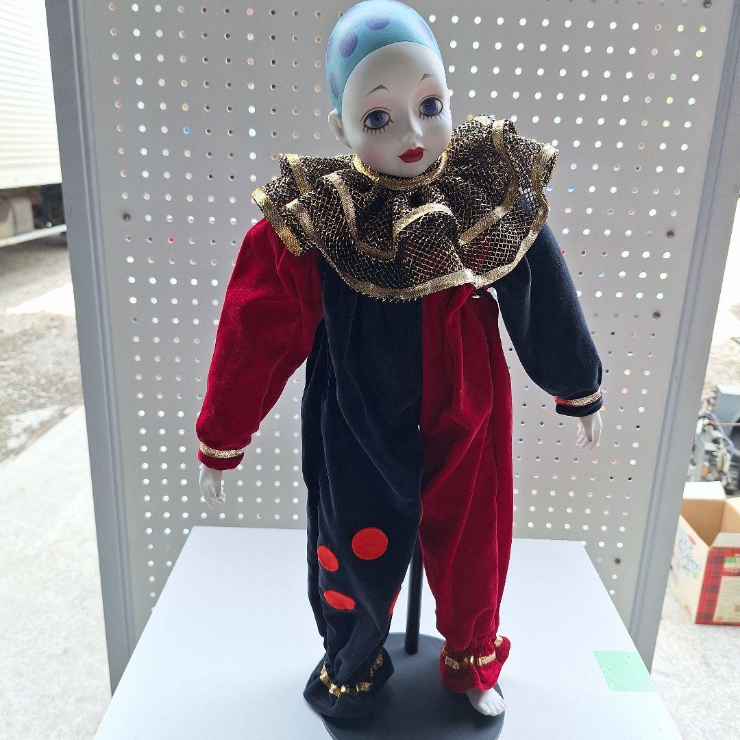 ピエロ 人形 アンティーク オルゴール 陶器 インテリア