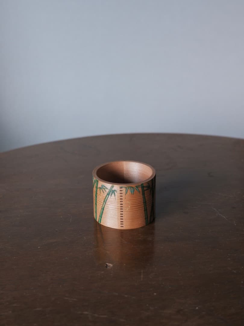 木具師　橋村萬象　桐木　木地曲　蓋置　竹文　茶道具　Q1850