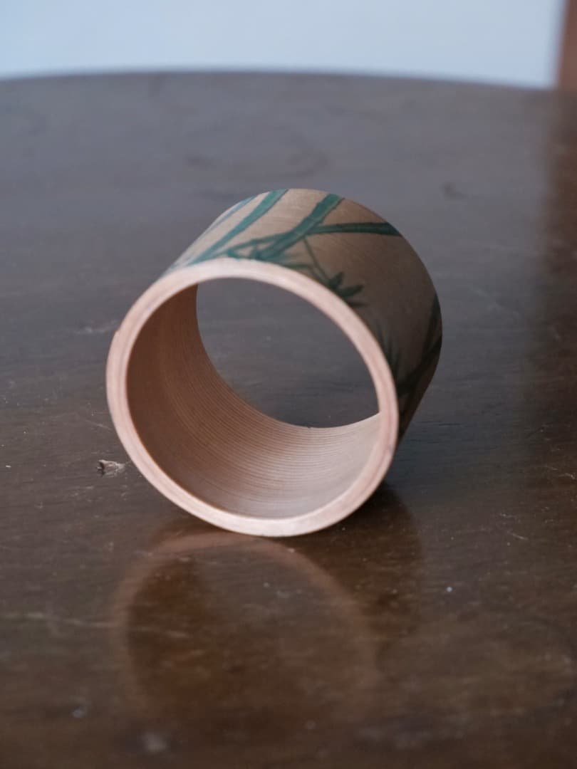 木具師　橋村萬象　桐木　木地曲　蓋置　竹文　茶道具　Q1850