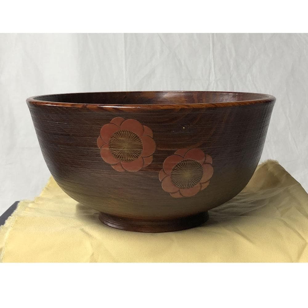 F1090 大野昭和斎 肥松 糸目 菓子器 共箱 梅文 淡々斎 書付 茶道具