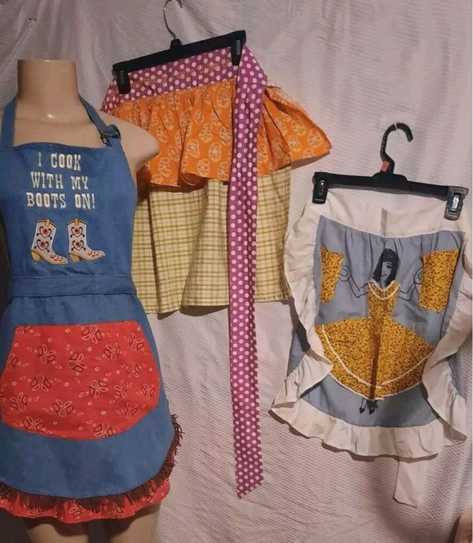 1950年代　アメリカン　ヴィンテージ ハンドメイド エプロン　手描き　雑貨