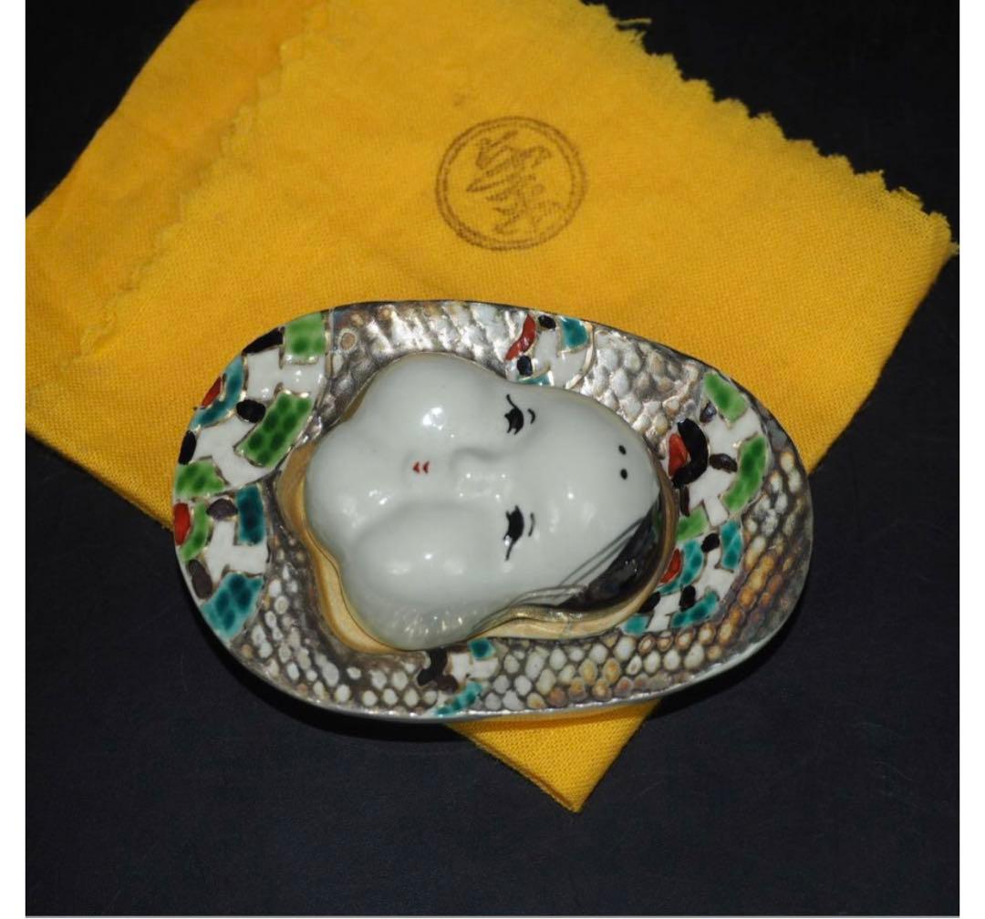 送料無料　京焼茶道具作家 与平造 金銀小判百福香合　共箱　香道具茶道具