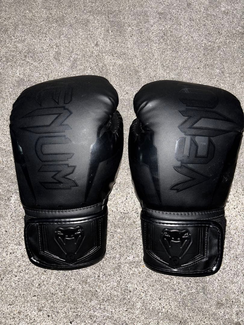 Venum ブラック ボクシンググローブ 8oz