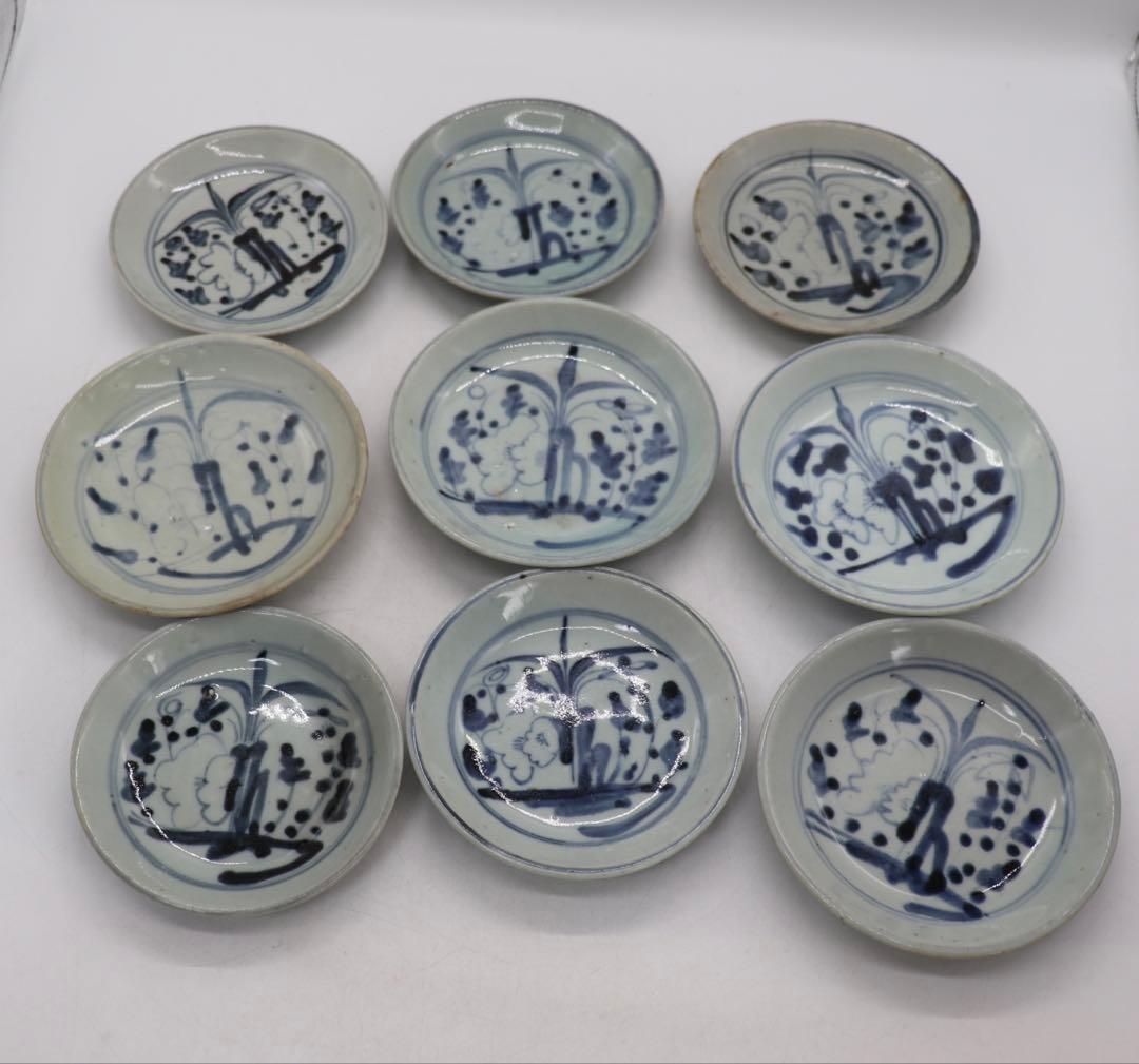 中国　清時代　染付小皿9点　送料込み250707