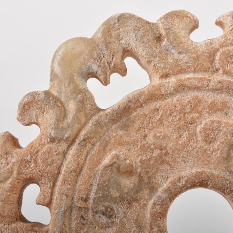 中国　玉石彫刻　双魚刻　神獣刻　根付　玉器　玉珮　2点　時代箱付　V　R7227