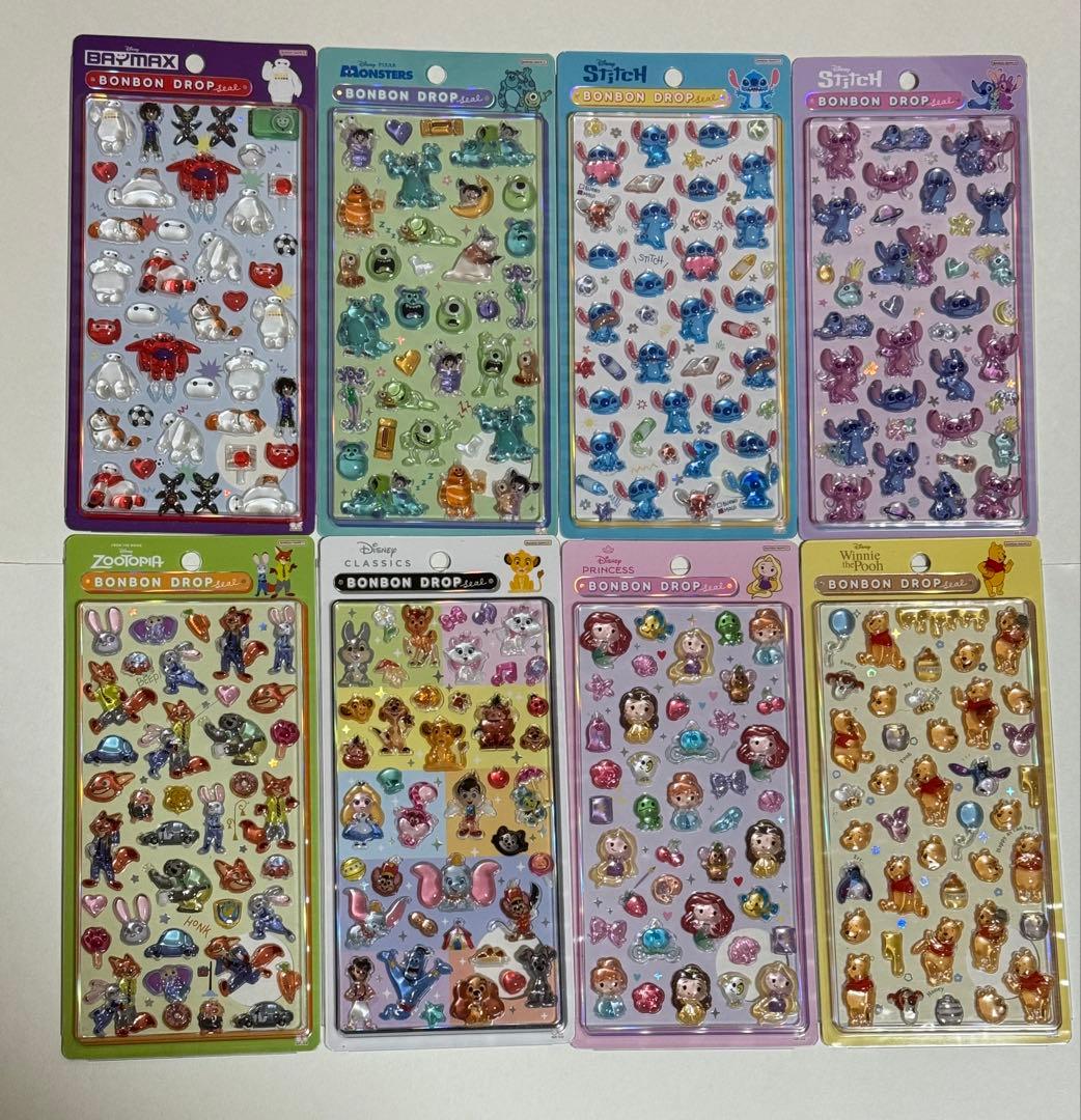 Disney 第2弾 8種類 コンプリートセット ボンボンドロップシール