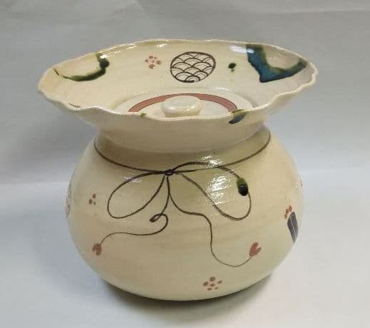 最終特価 茶道具 水指 弥七田織部 砂金袋 宝尽絵 川本了生 新品　織部