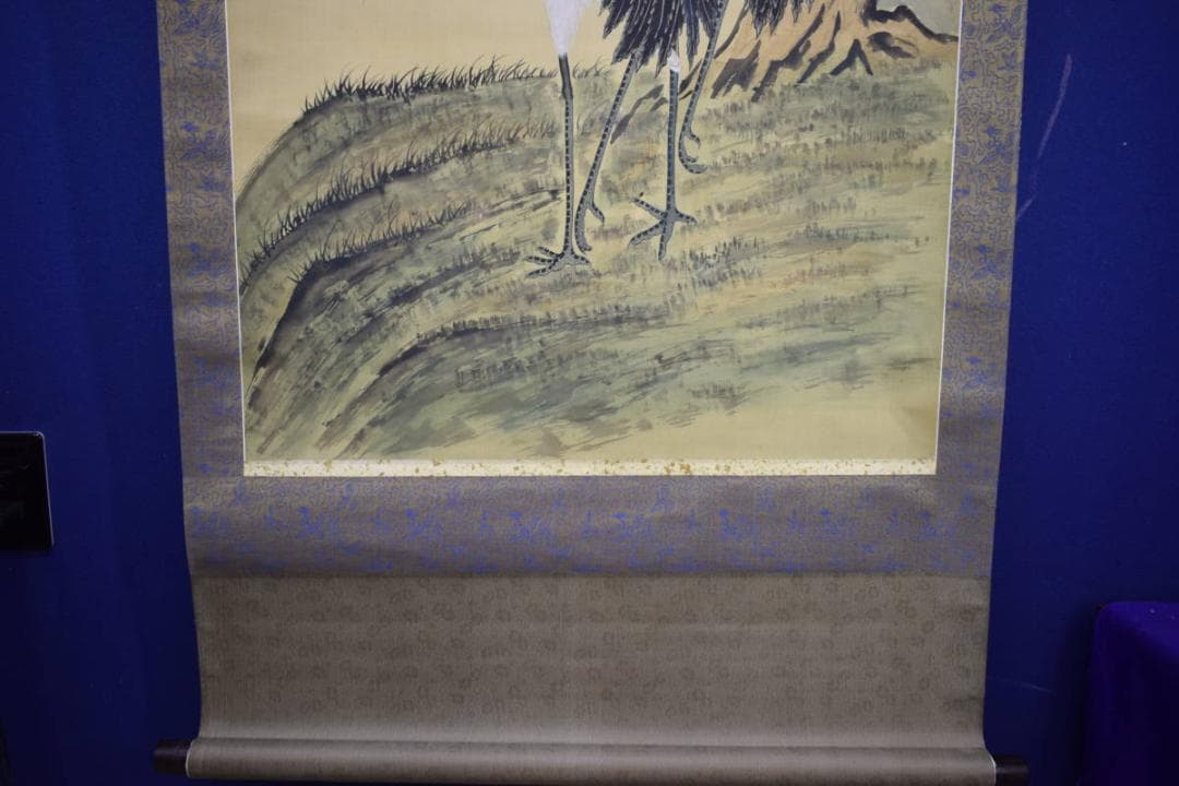 不詳/作者不詳/松に双鶴図/中国画/大幅/布袋屋掛軸HJ-973