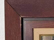 【真作】絵画　油彩0号　賑わう街角　赤いテントのカフェ風景画　Y164