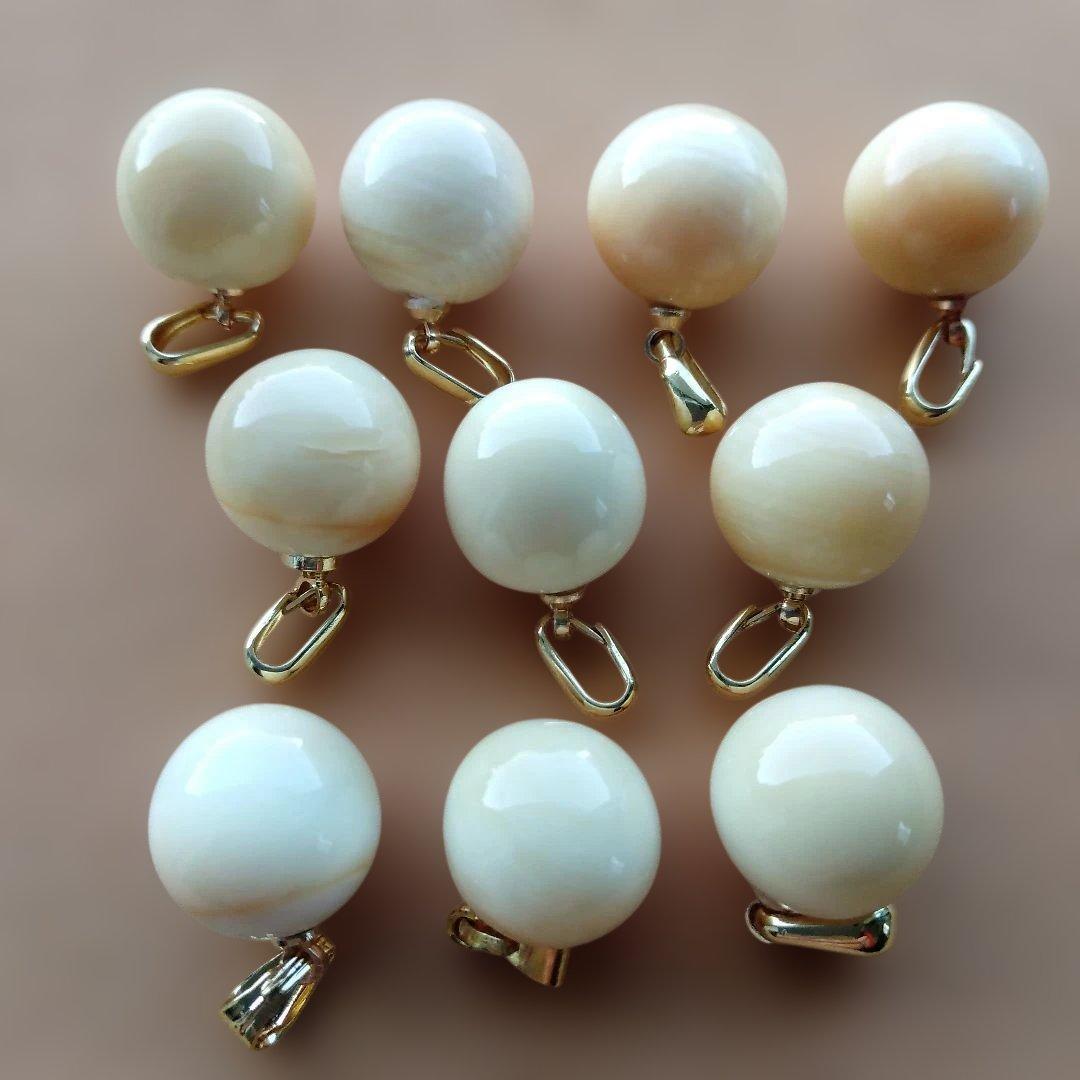 鯨歯　マッコウクジラ　牙玉ペンダントトップ　11.5㎜　10個　②