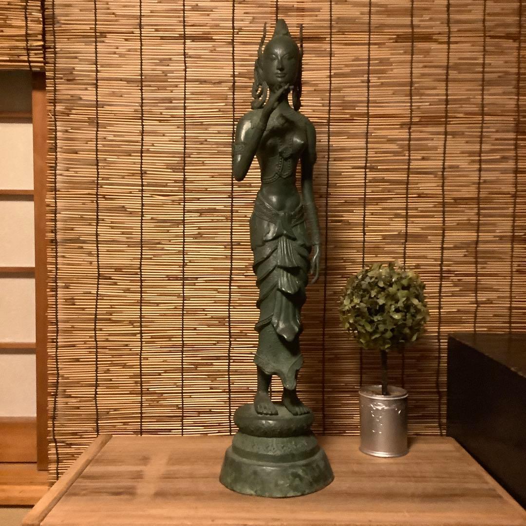 古玩・ビルマ期「女神像」土着信仰・ミャンマー・ダーミカラマ・ビルマ寺院・唐金