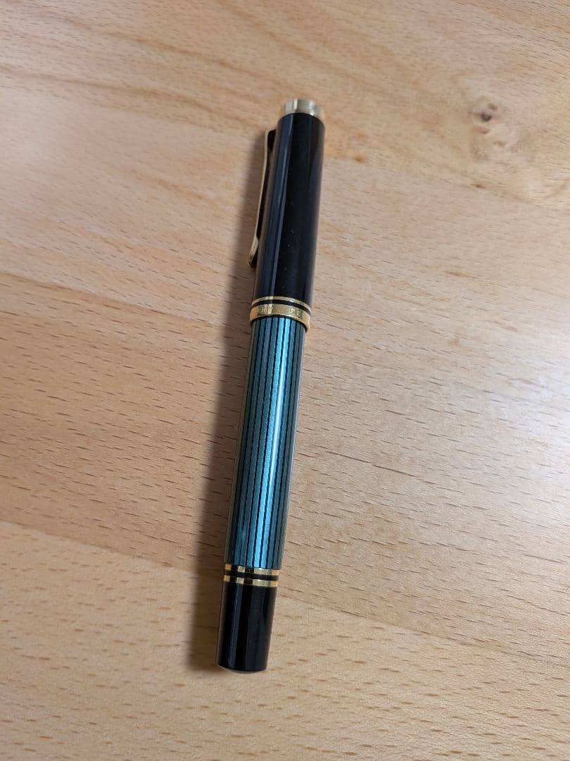 【極美品】ペリカン 万年筆 Ｍ４００ スーベレーン 緑縞 グリーン ニブEF極細