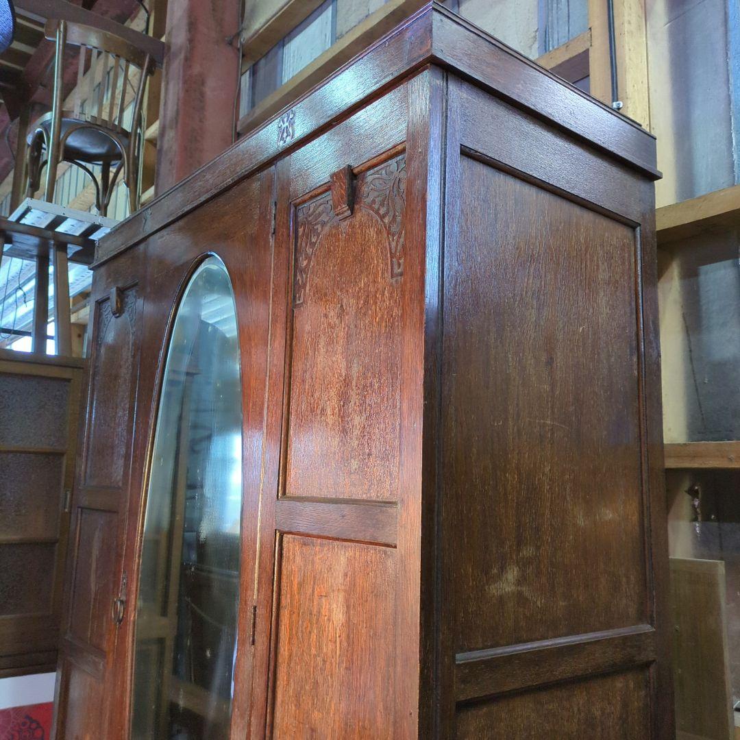 英国アンティーク◆オーバル姿見付きワードローブ イギリス ビンテージ家具