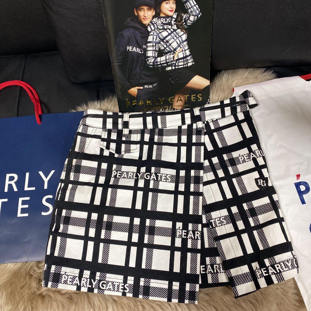 パーリーゲイツレディース30ANNIVERSARYチェックPGロゴ入りスカート