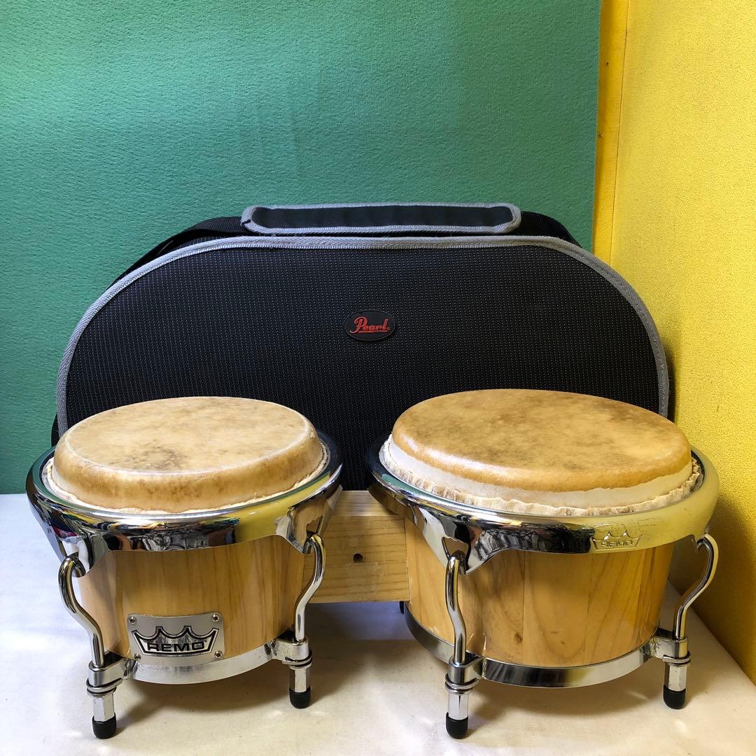 か77● 【中古】REMO / CROWN BONGO ケース付き(pearl)