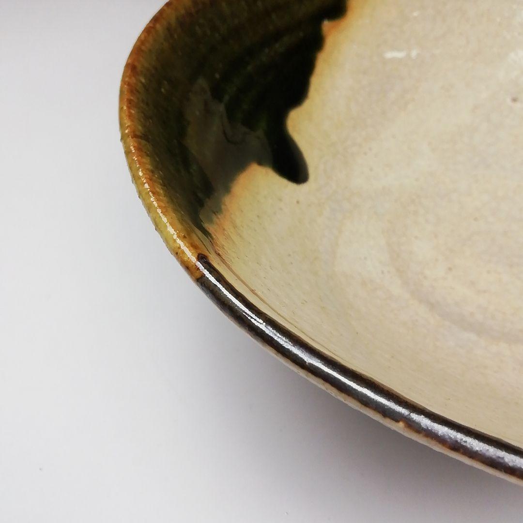 Ｔ６５９　茶碗　『織部　平茶碗』『市川竹川 造』　共箱　抹茶碗　茶道具