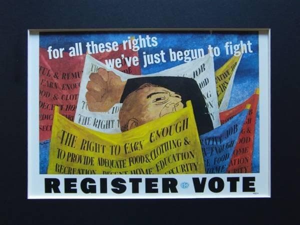 Ben Shahn、Begun to fight、大判希少画集画、新品額装付