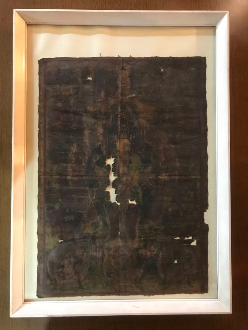 タンカ 仏画 肉筆 骨董 十一面観音 額付き