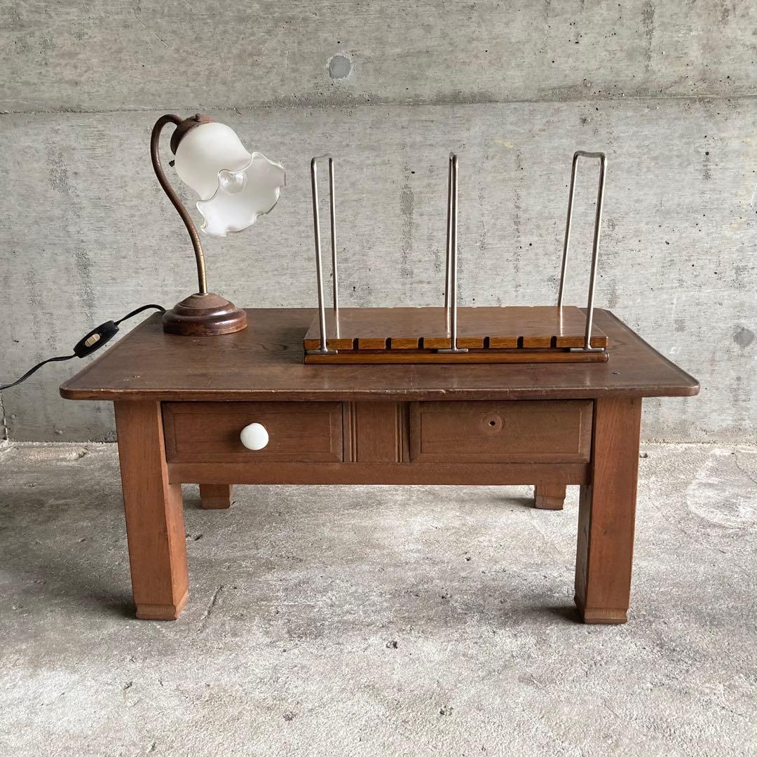 古い味のある本棚 書類 飾り台 スタンド ラック 木製 金属 レトロ ビンテージ