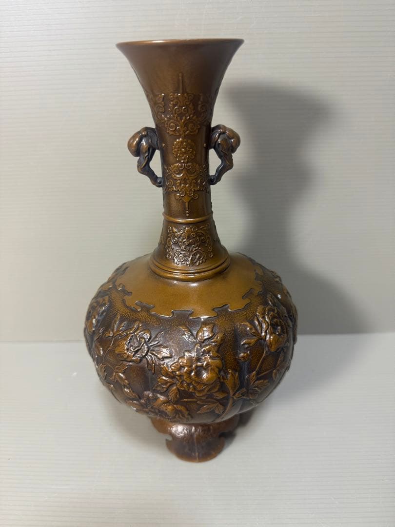 2307  高岡銅器★ 金工作家 村田宏　双耳花瓶