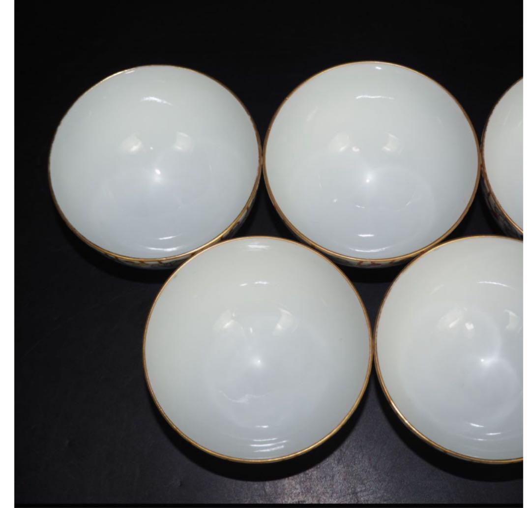 送料無料　明治時代 オールド香蘭社 / 香蘭社 総手書き染錦瓢箪文茶碗