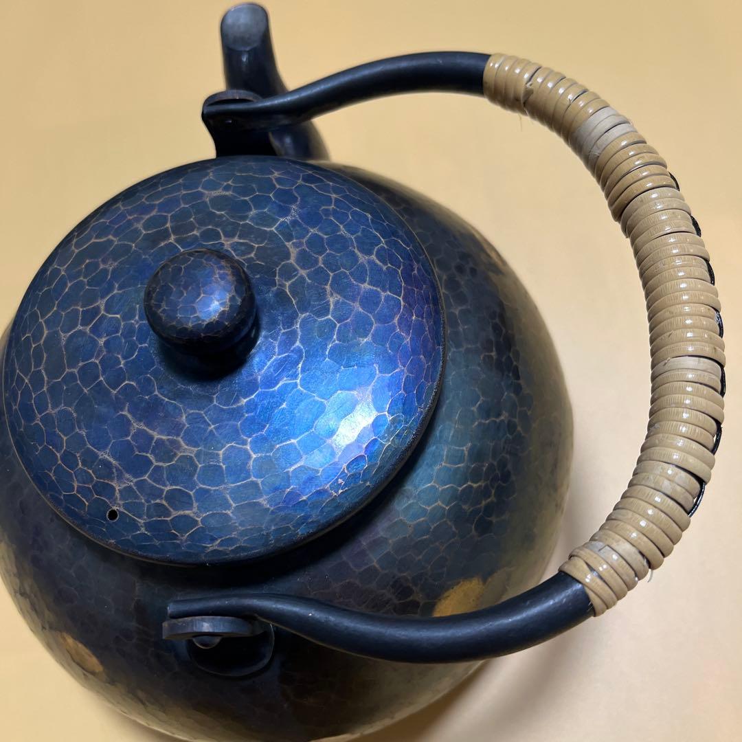 ⭐️状態極上⭐️清穂堂 鎚起銅器 銅製 急須 紫金色 蔓巻き 茶道具 槌目