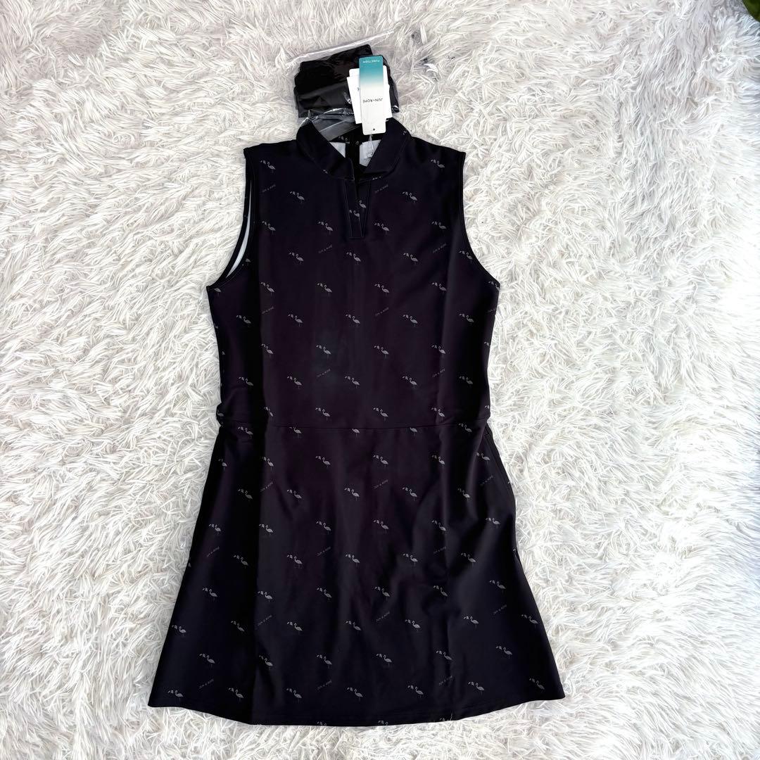 最新作 新品 JUN&ROPE ワンピース ノースリーブ 冷感 ストレッチ 総柄