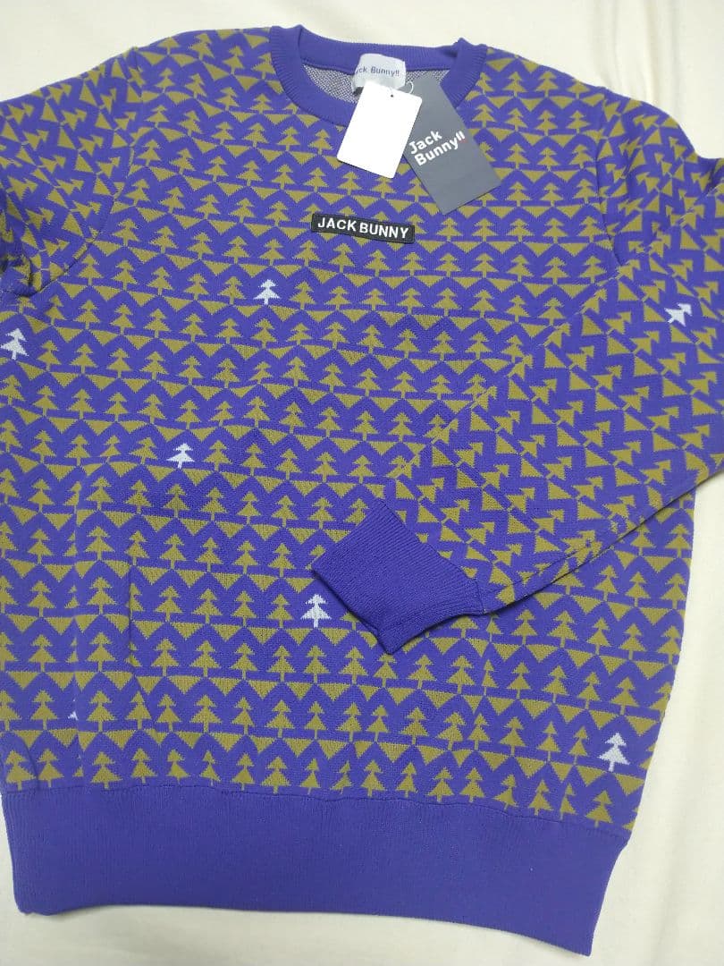 4サイズM ジャックバニー ゴルフウェア 新品 メンズ ジャガード セーター