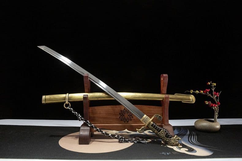 金色装飾の鋼の刀 武具　刀装具　日本刀　模造刀 居合刀 武士道 98式軍刀