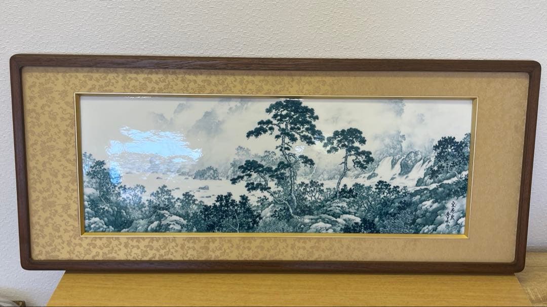 【秀水図】大型陶板額　宝寿窯　陶板額　有田焼　昭和　レトロ