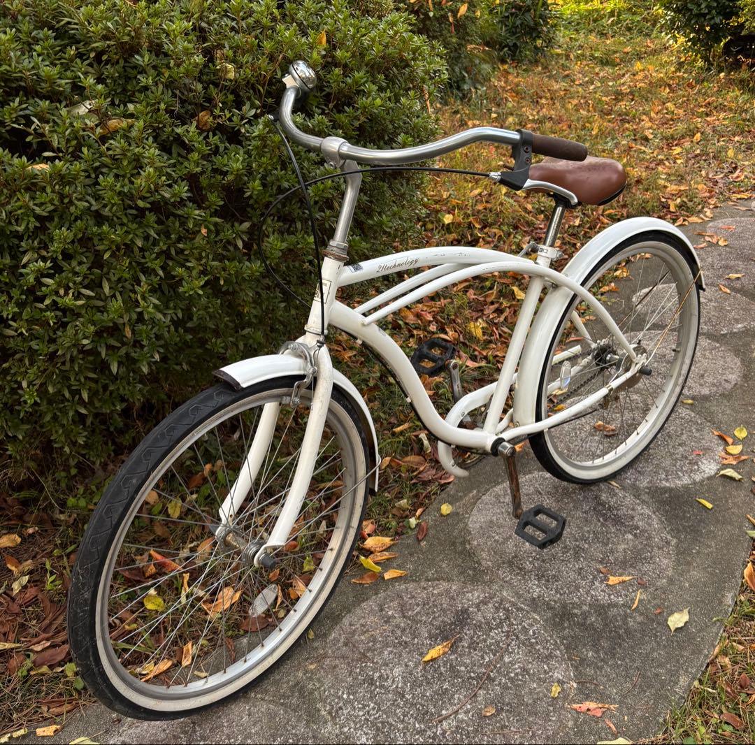 カリフォルニアスタイル ビーチクルーザー 26インチ ホワイト引取り限定