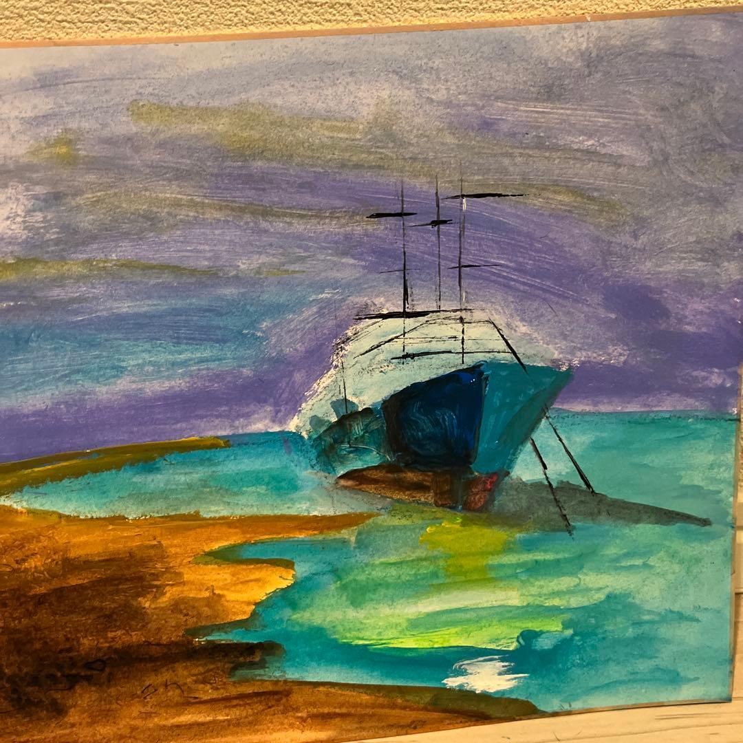 水彩画 船の風景27✖️25