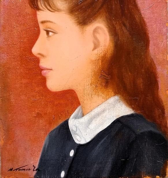 田村正幸 「甘きかおり」 サムホール 受賞多数！少女像 油彩