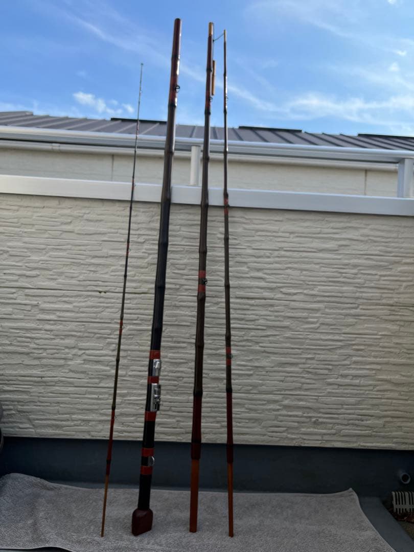 石鯛和竿　俊貞作　総巻総塗り竹竿　石鯛竿　美品