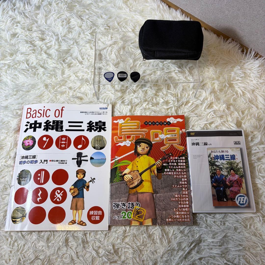 【極美品】沖縄三線 蛇皮 本革 民謡楽器 民謡 和楽器 三線 付属品多数