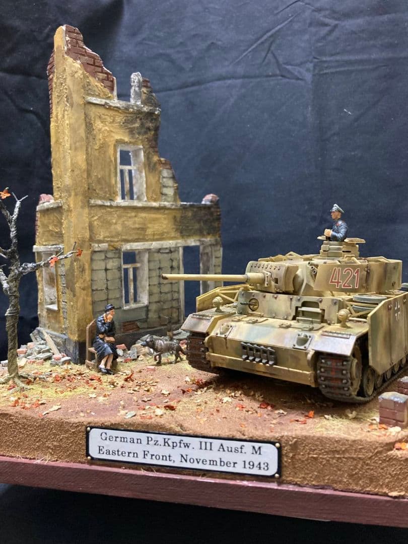 ドイツIII号戦車　ミリタリー　ジオラマ