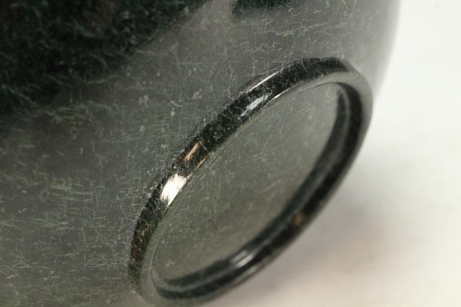 中国美術 壁玉 碗 台 匙付 時代物(K-A385)