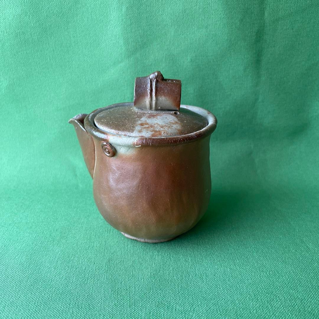 備前焼 手びねり宝瓶 竹摘み 火襷、さんぎり