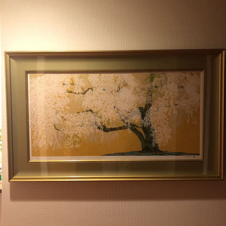 中島千波【醍醐寺三宝院枝垂桜吹雪】シルクスクリーン