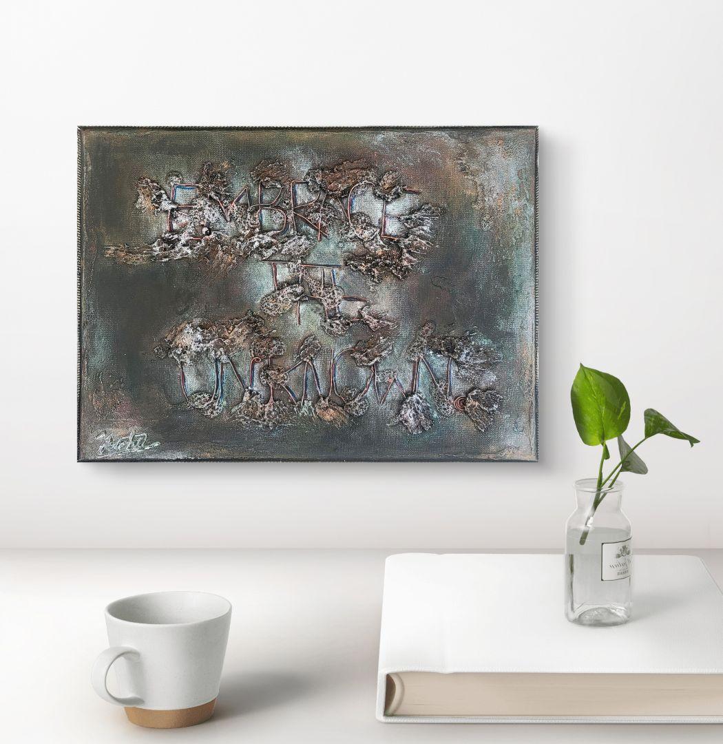 見えない境界 - 抽象画 24×33㎝ キャンバス F4号 原画1点のみ モダン