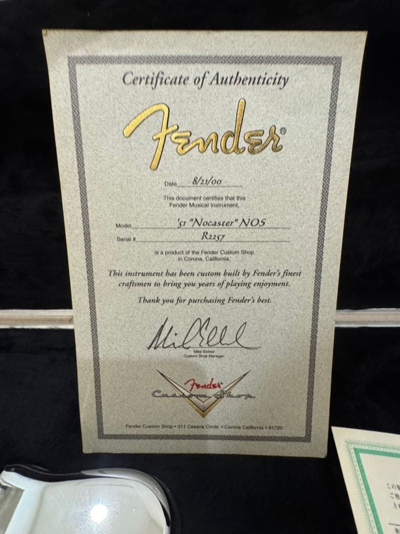 fender custom shop テレキャスター　ノーキャスター　USA