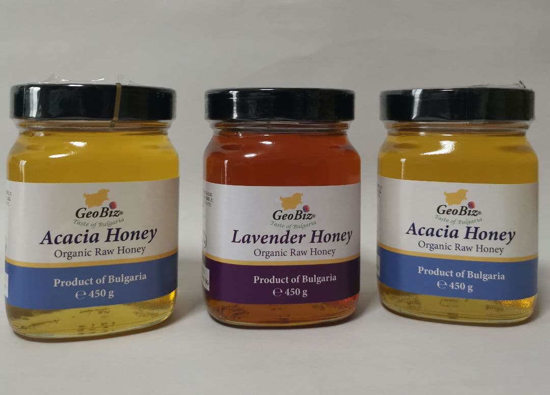 1.350kgオーガニック 生蜂蜜 アカシア2個とラベンダー １個蜂蜜ブルガリア