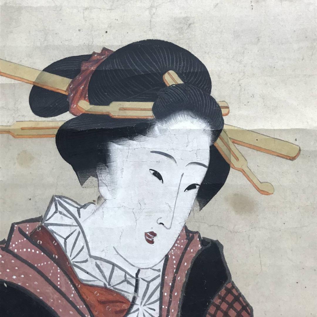 作者不詳/浮世絵美人画/美人図/掛軸/名家伝来/AC-669