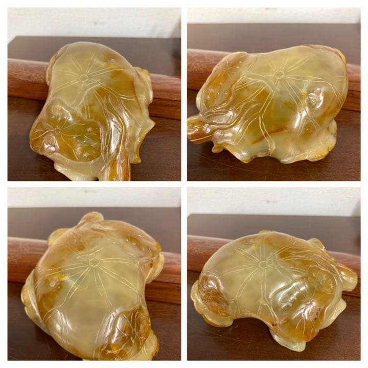 【希少品】文房具　清時代瑪瑙蓮の葉水盂 天然瑪瑙；共箱、共布 BL4-99