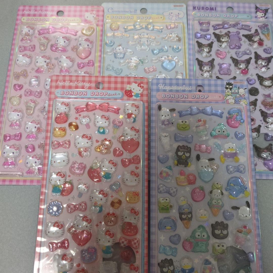 【正規品】サンリオ　第二弾　大サイズ　ボンボンドロップシール　5枚　コンビニ不可