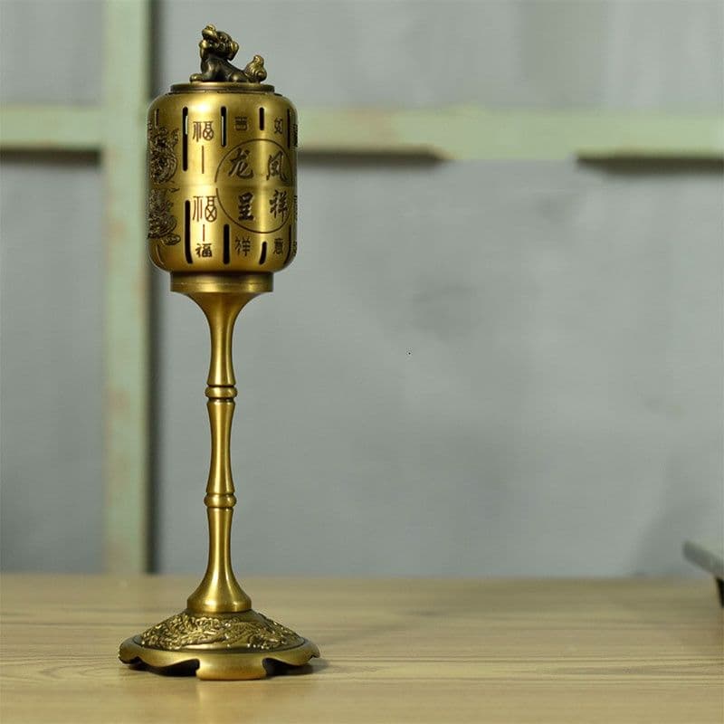 銅製 龍鳳呈祥博山炉 塔香沈香炉 室内檀香炉 茶道具 香道具 装飾品 工芸品置物