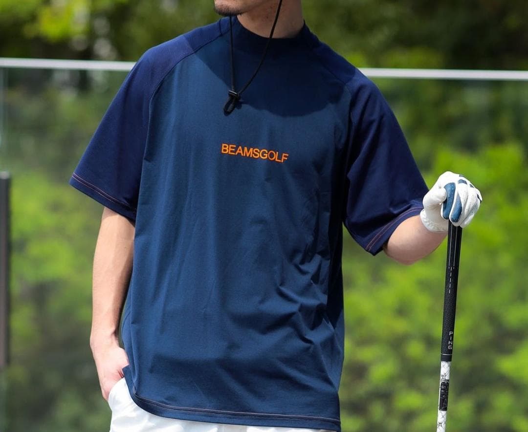 ビームスゴルフ ラグラン切り替え モックネック シャツ サイズ：XL