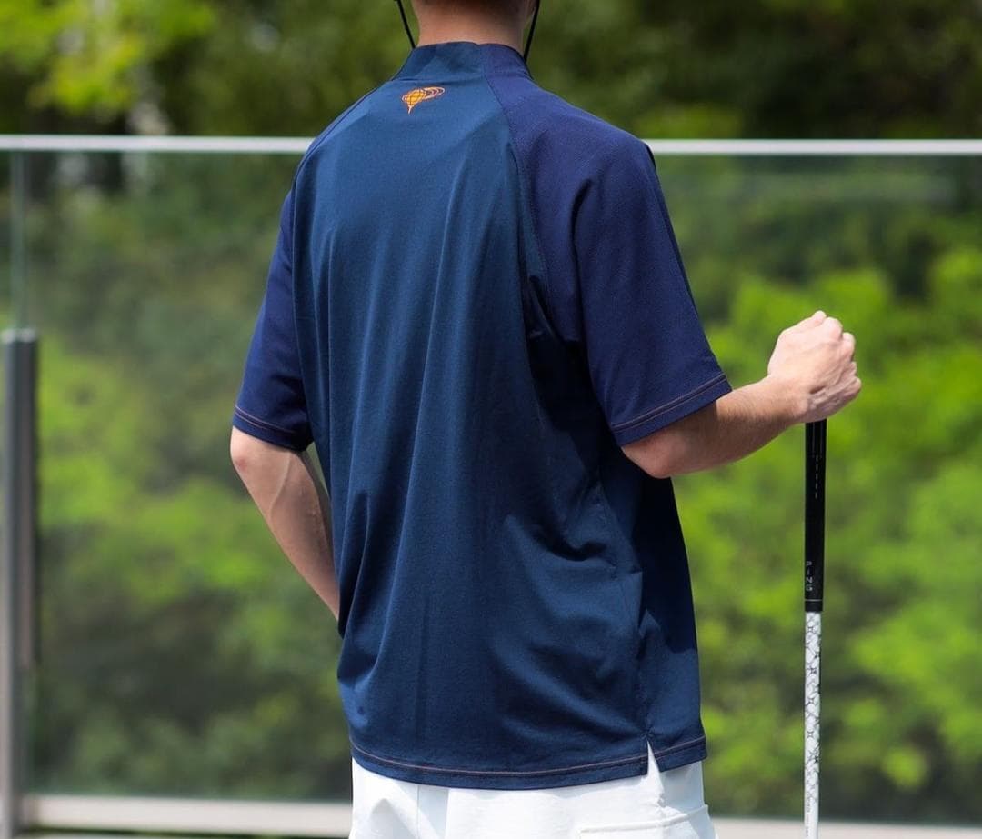 ビームスゴルフ ラグラン切り替え モックネック シャツ サイズ：XL